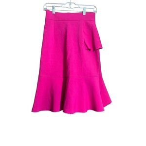 Zara Bright Pink Fuchsia Hi-Lo Draped Skirt, Raw Edges, Small